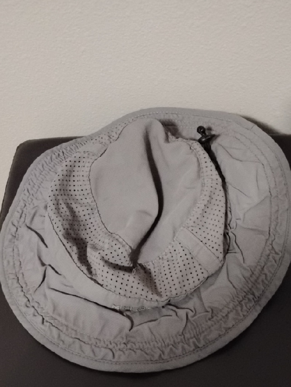 Women's Ventilated Light Gray Bucket Hat with Adjustable Cord